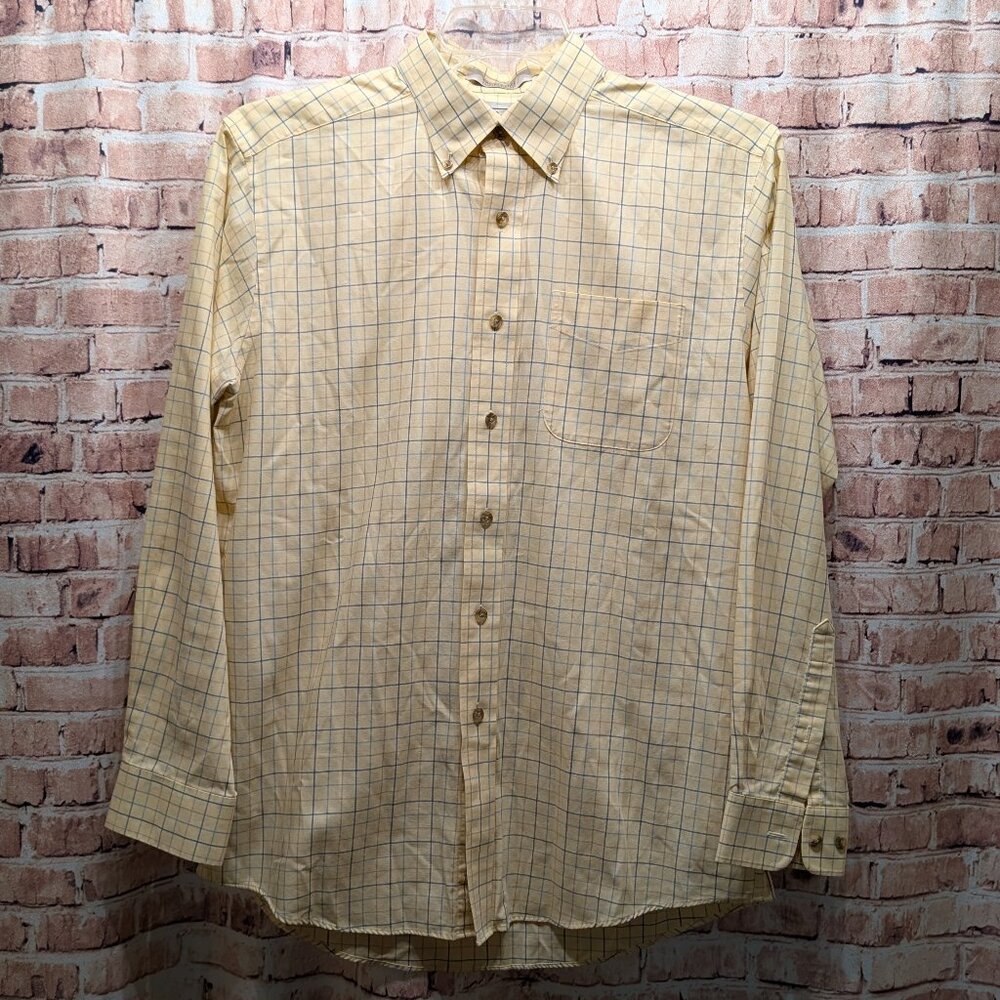 L.L. Bean Shirt Yellow Plaid Button Down Size Medium - Picture 2 of 13